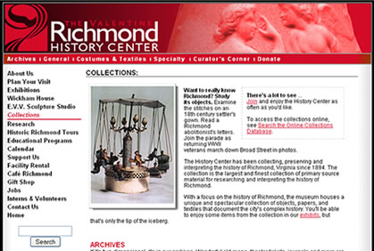 fine museum web site design, marketing and advertising for museums Richmond Virginia